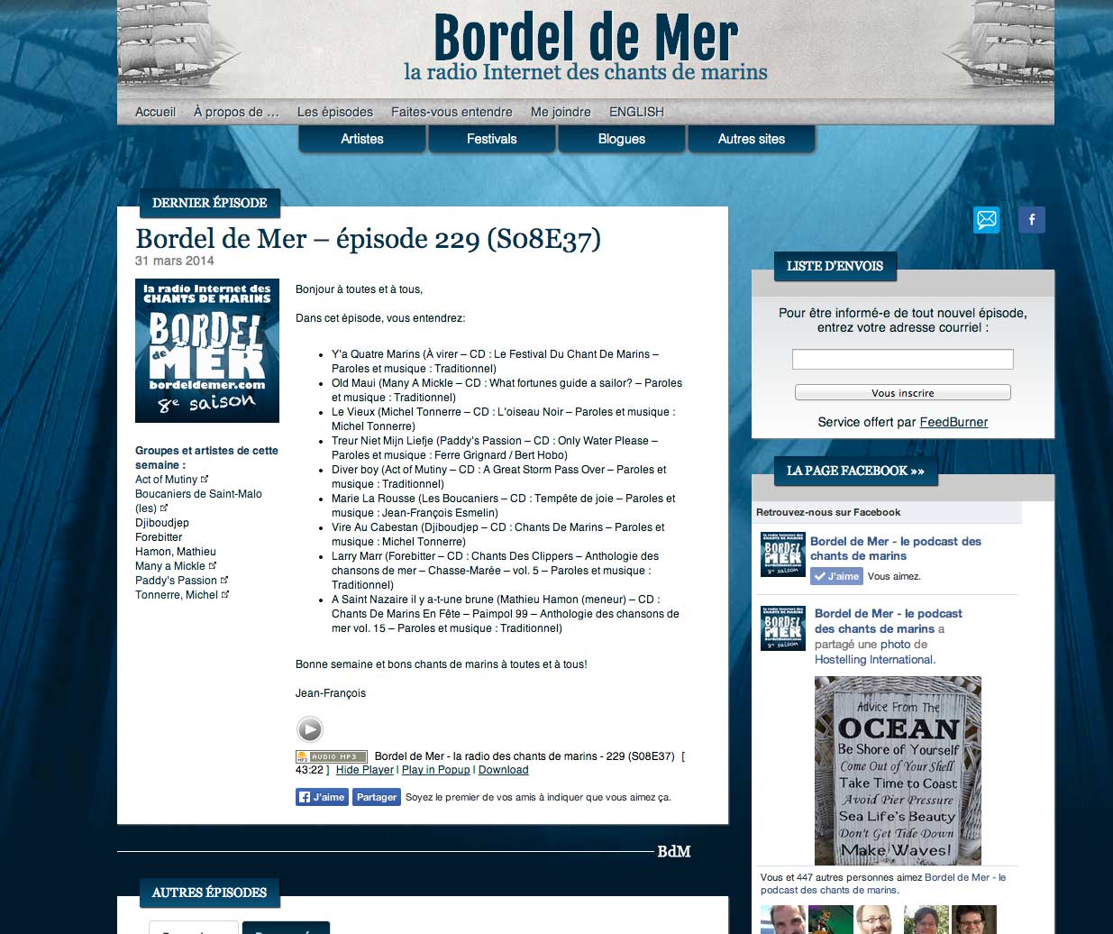Bordel de Mer - Site web réalisé par Jean-François Blais