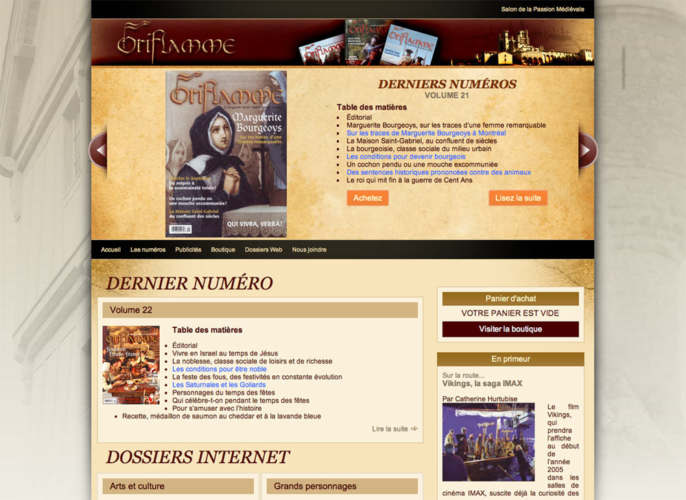 Magazine Oriflamme - Site web créé par Jean-François Blais